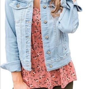 LookbookStore Women's Basic Long Sleeves Button Down Fitted Denim Jean Jackets